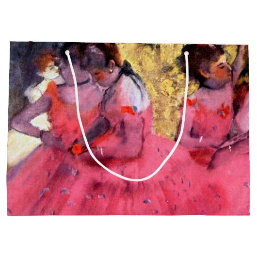 Roze dansers, Edgar Degas Large Gift Bag Groot Cadeauzakje (Achterkant)