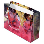 Roze dansers, Edgar Degas Large Gift Bag Groot Cadeauzakje (Voorkant Gekanteld)