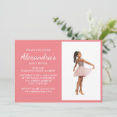 Roze dansuitvoering foto uitnodiging (Staand voorkant)