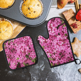  roze Daphne Flowers Ovenwant & Pannenlap Set