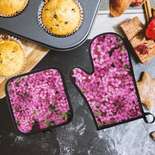  roze Daphne Flowers Ovenwant & Pannenlap Set