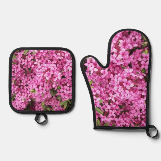  roze Daphne Flowers Ovenwant & Pannenlap Set (Voorkant)