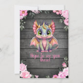 Roze Dargon Baby shower-uitnodiging, roesterig Kaart (Achterkant)