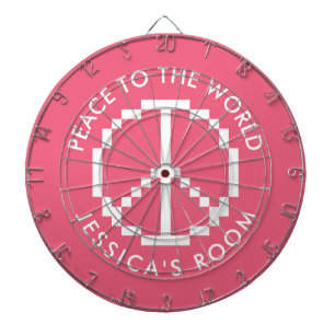 Roze dartbord met vredesteken voor meisjes