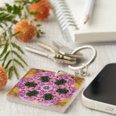 Roze Dartelende Posies Sleutelhanger (Voorkant Rechts)