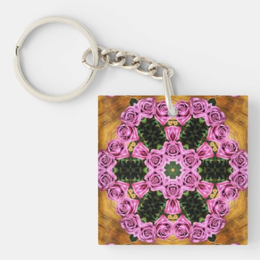 Roze Dartelende Posies Sleutelhanger (voorkant)