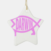 Roze Darwin Fish Keramisch Ornament (Rechts)