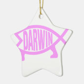 Roze Darwin Fish Keramisch Ornament (Links)