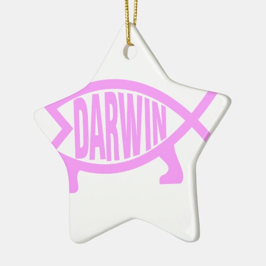 Roze Darwin Fish Keramisch Ornament (Links)