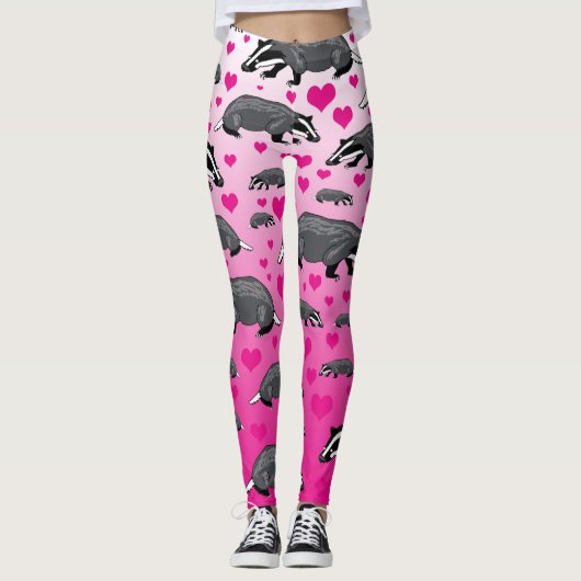 Roze Dasen En Hartjes Leggings (Voorkant)