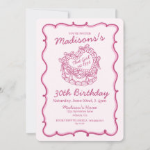 Roze dat meisje retro hart coquette taart verjaard