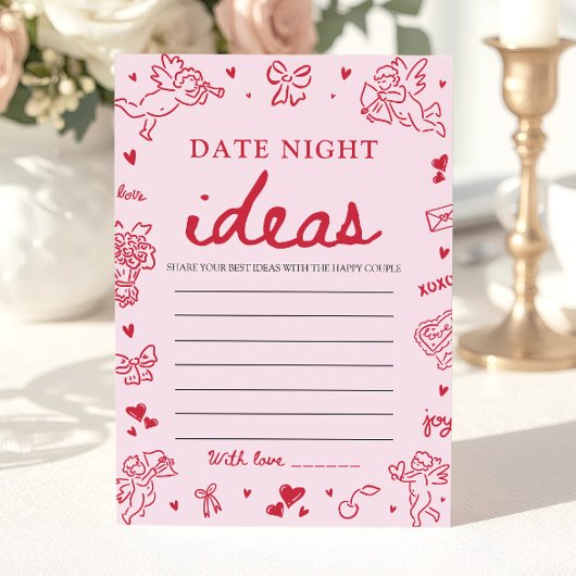 Roze Date Night Ideeën Bruidsfeest Spel Kaart