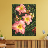 Roze Daylilies Wrapped Canvas Afdruk (Insitu (Woonkamer))