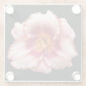 Roze Daylily Bloom op Black Floral Glazen Onderzetter (Achterkant)