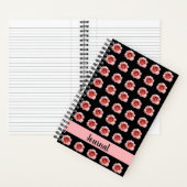 Roze Daylily Bloom op Black Floral Pattern Notitieboek (Binnen)