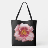 Roze Daylily Bloom op Black Floral Tote Bag (Achterkant)