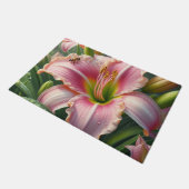 Roze Daylily Floral Deurmat (Schuin)