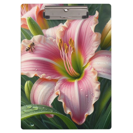 Roze Daylily Floral Klembord (Voorkant)