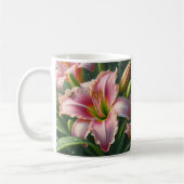 Roze Daylily Floral Koffiemok (Links)