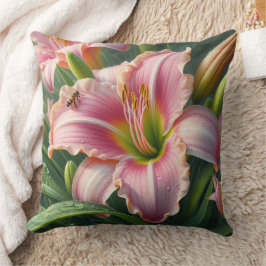 Roze Daylily Floral Kussen