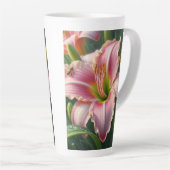 Roze Daylily Floral Latte Mok (Rechterhoek)