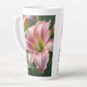 Roze Daylily Floral Latte Mok (Linkerhoek)