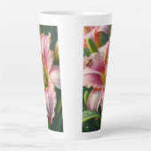 Roze Daylily Floral Latte Mok (Voorkant)