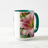 Roze Daylily Floral Mok (Voorkant rechts)