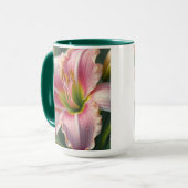 Roze Daylily Floral Mok (Voorkant links)