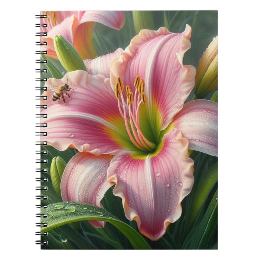 Roze Daylily Floral Notitieboek (Voorkant)