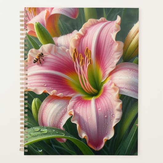 Roze Daylily Floral Planner (Voorkant)