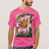 Roze Daylily Floral T-shirt (Voorkant)