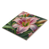 Roze Daylily Floral Tegeltje (Zijkant)