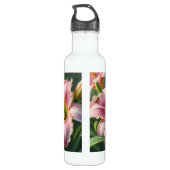 Roze Daylily Floral Waterfles (Achterkant)
