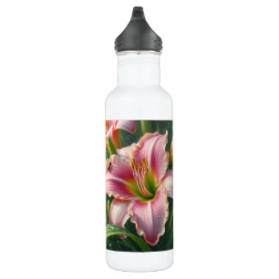 Roze Daylily Floral Waterfles