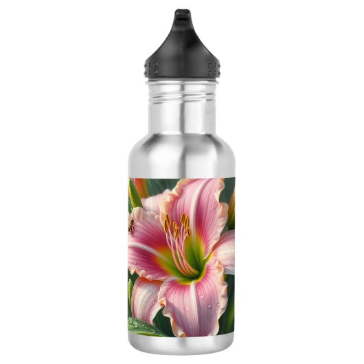 Roze Daylily Floral Waterfles (Rechts)