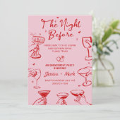 Roze de avond voor bruiloft repetitie diner kaart (Staand voorkant)