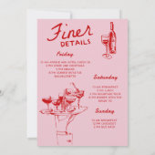 Roze de avond voor bruiloft repetitie diner kaart (Achterkant)