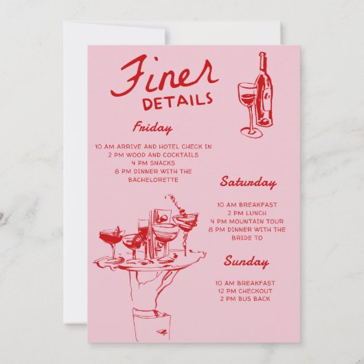 Roze de avond voor bruiloft repetitie diner kaart (Achterkant)