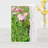 Roze de bloemverjaardag van de Papaver Kaart (Gele Bloem)