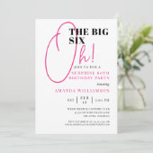 Roze de grote uitnodiging van de 60ste verjaardag  (Staand voorkant)