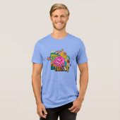 Roze de heer Messy | Kleurrijke zwenken en sterren Tri-Blend Shirt (Voorkant volledig)