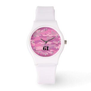 Roze de kleurenpolshorloge van de Camouflage voor Horloge