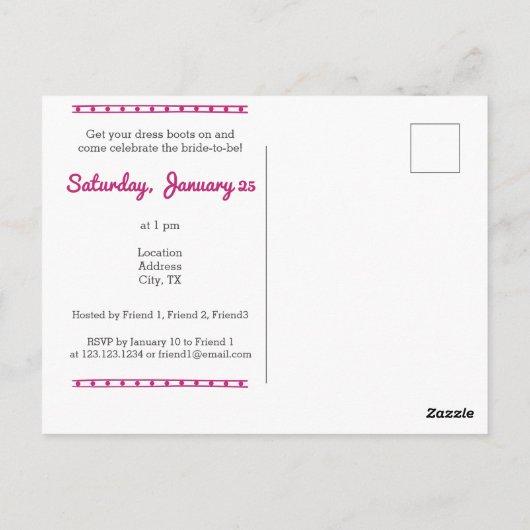 Roze de laatste uitnodiging van de Bride (Achterkant)