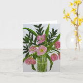 Roze de notakaart van Tulpen Kaart (Gele Bloem)
