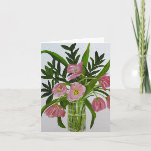 Roze de notakaart van Tulpen Kaart