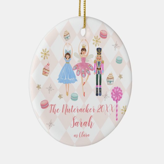 Roze De Notenkraker Clara Kerstballetdanser Keramisch Ornament (Rechts)