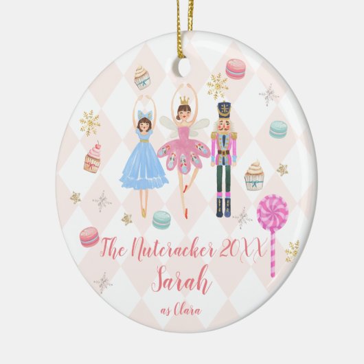 Roze De Notenkraker Clara Kerstballetdanser Keramisch Ornament (Links)