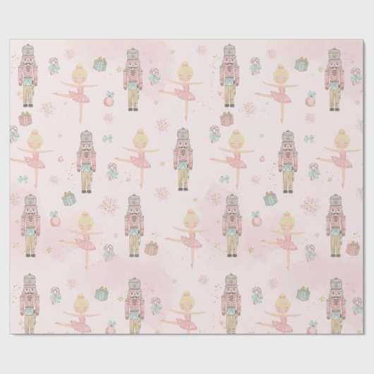 Roze De Notenkraker Kerst Ballet Decoupage Cadeaupapier (Vlak)