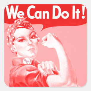 Roze de Riveter "We kunnen het!" Poster Vierkante Sticker